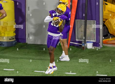 August 4, 2023: LSU defensive back Andre' Sam (19) goes through drills during the first week of ...