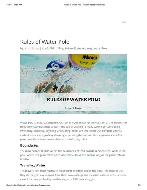 Rules of Water Polo | PDF