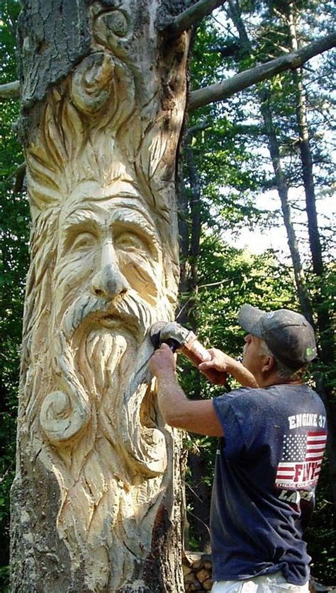 Chainsaw Wood Carving, Wood Carving Faces, Face Carving, Wood Carving ...