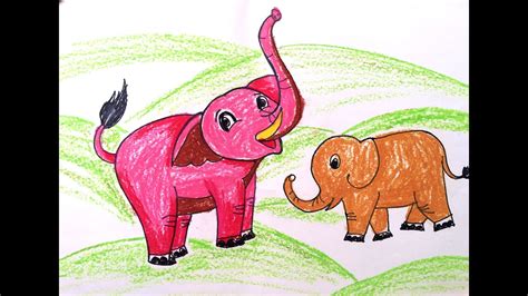 Painting animals for kids | Painting for kids | How to draw an elephant ...