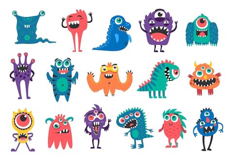 Premium Vector | Cartoon monster characters funny bizarre creature