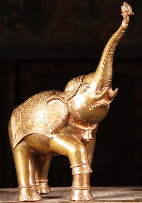 SOLD Bronze Elephant Statue with Trunk Raised 14" | Elephant statue ...