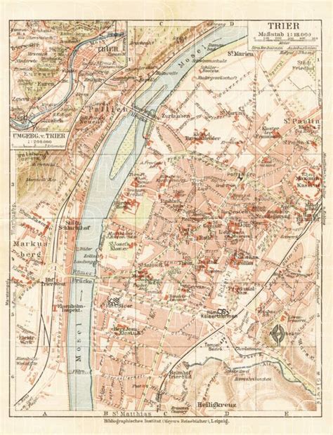 Old map of Trier and environs in 1927. Buy vintage map replica poster ...