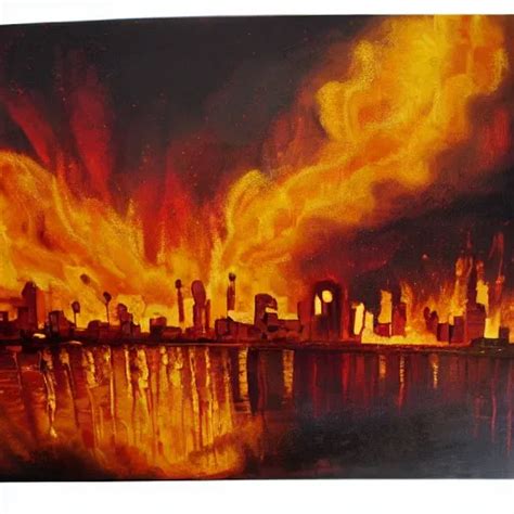 a painting of a burning city | Stable Diffusion | OpenArt