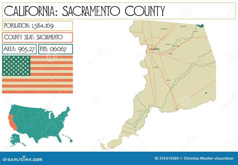 Large and Detailed Map of Sacramento County Stock Illustration ...