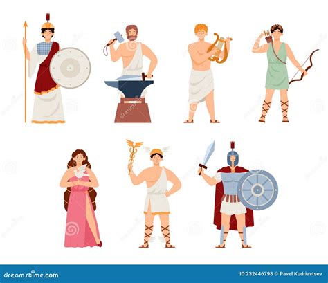 Set of Goddesses and Gods Ancient Greek Mythology a Vector Illustration ...