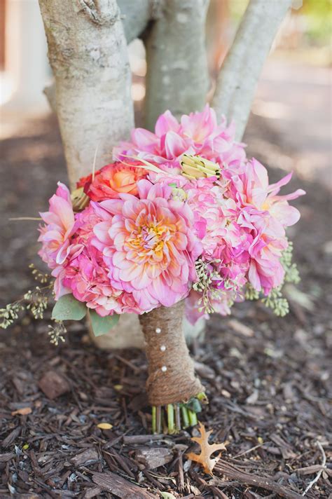 Colorful Pink Dahlia Wedding Bouquet | Dahlias wedding, Dahlia wedding bouquets, Barn wedding photos