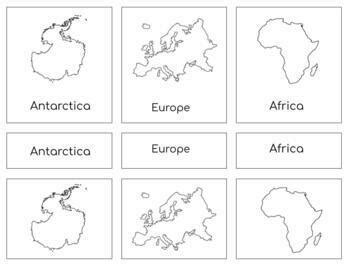 G014 (GOOGLE): CONTINENTS (outline) 3 part cards (3pgs) | TPT