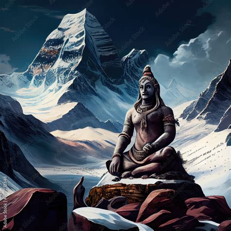 Lord shiva meditating in mount Kailash,generative AI Stock Illustration | Adobe Stock