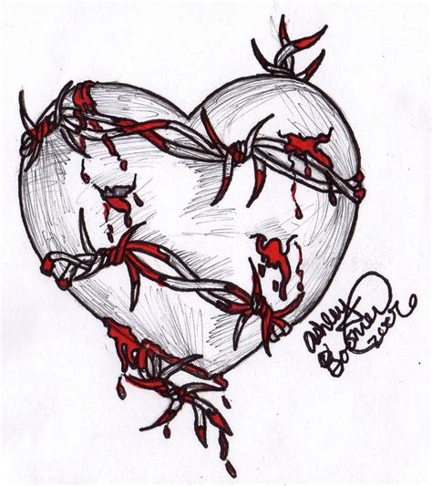 Barbed Wire Heart by Boomboom34 on @DeviantArt | Heart drawing, Broken heart drawings, Heart ...