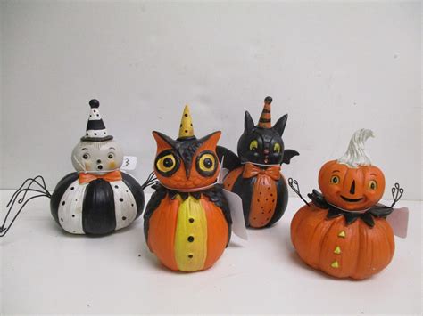 Set of 4 Halloween Pumpkin Peeps by Johanna Parker Retro - Etsy