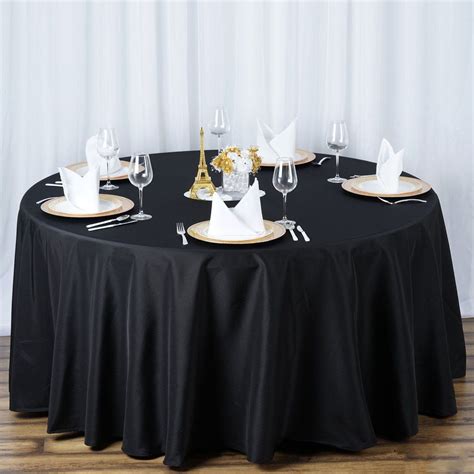 Black Seamless Premium Polyester Round Tablecloth 220GSM 120" | Black tablecloth, Round ...