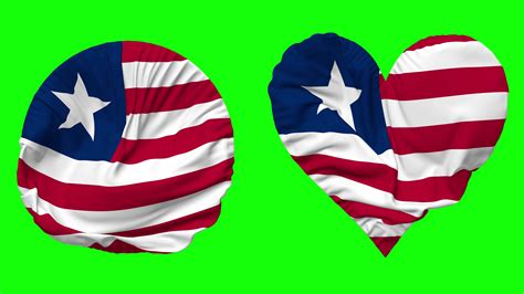 Liberia Flag in Heart and Round Shape Waving Seamless Looping, Looped ...