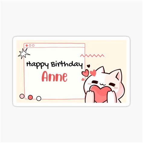 "Anne Happy Birthday Wishes" Sticker for Sale by YelenaStore | Redbubble