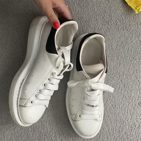 White Alexander McQueen oversized trainers Size... - Depop