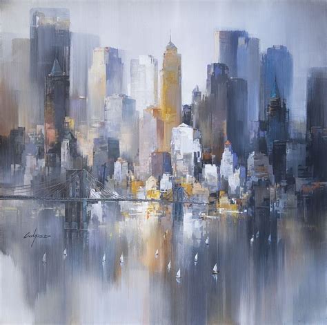 City abstract canvas Abstract city art Abstract city painting Colorful ...