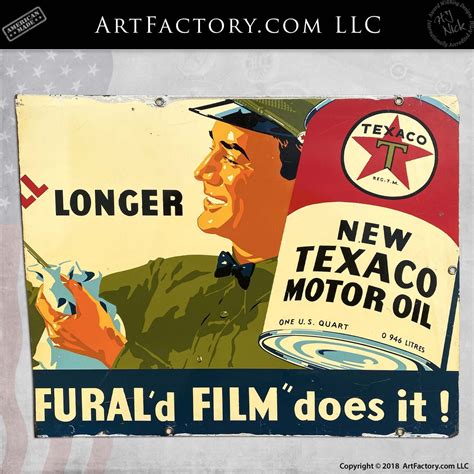 Vintage Texaco Cut Signs: Lot Of 3 Partial Advertisements "Furfural'd Film"