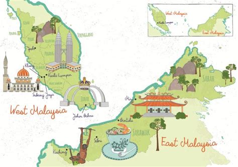 Illustrated Tourist Map of Malaysia - Bek Cruddace Illustration