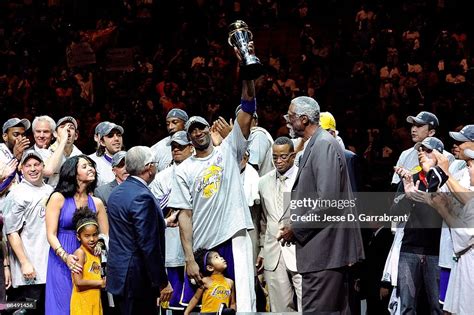 Finals MVP Kobe Bryant of the Los Angeles Lakers hold up the MVP ...