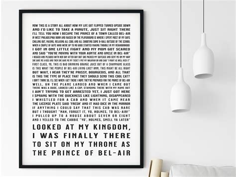 Fresh Prince of Bel-Air Will Smith Lyrics Wall Art Printable | Etsy