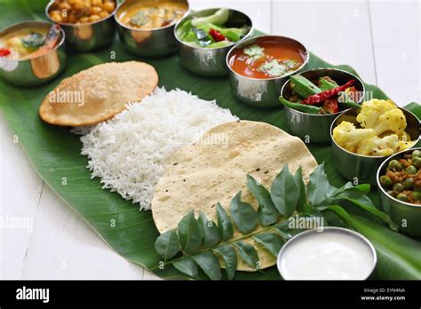 meals served on banana leaf, traditional south indian cuisine Stock ...