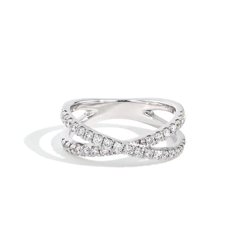 Criss Cross Diamond Ring in White Gold