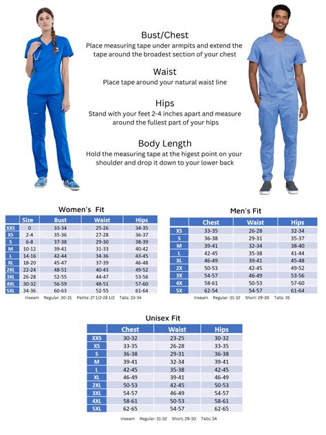 Size Charts – Meridy's Uniforms