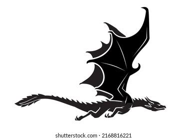 Black Dragon Side View Silhouette Illustration Stock Vector (Royalty Free) 2168816221 | Shutterstock