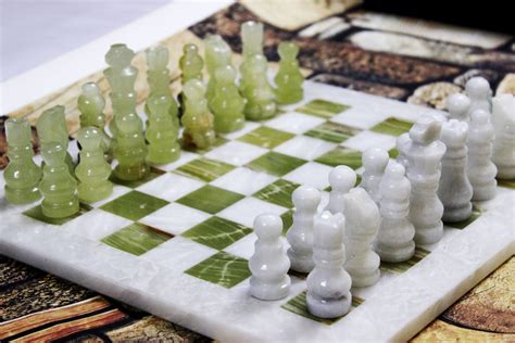 Handmade White & Green Marble Chess Board Classic Strategy - Etsy