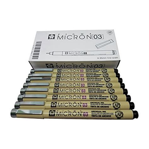 Sakura Pigma Micron pen 03 Black ink marker felt tip pen, Archival pigment ink pens for artist ...