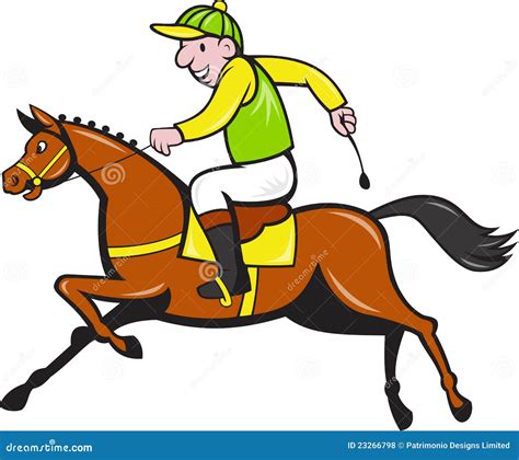 Cartoon Jockey And Horse Racing Side Royalty Free Stock Photos - Image: 23266798