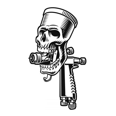 A skull spray gun vector illustration 2641452 Vector Art at Vecteezy