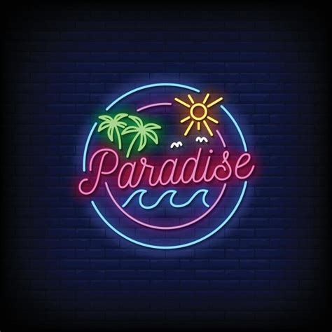 Paradise Logo Neon Signs Style Text Vector 2124647 Vector Art at Vecteezy