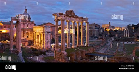 Roman forum.Night panorama Stock Photo - Alamy