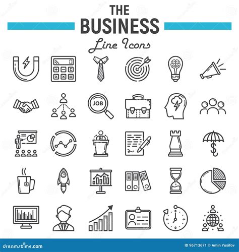 Business Line Icon Set, Finance Symbols Collection Stock Vector ...