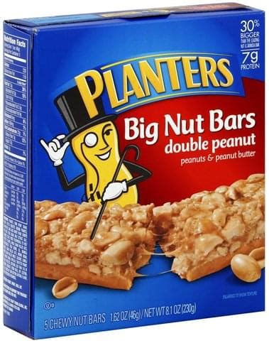 Planters Chewy, Double Peanut Nut Bars - 5 ea, Nutrition Information ...