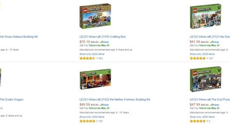 Most Lego Minecraft Sets on Sale up to 44 Percent Off on Amazon - Minifigure Price Guide