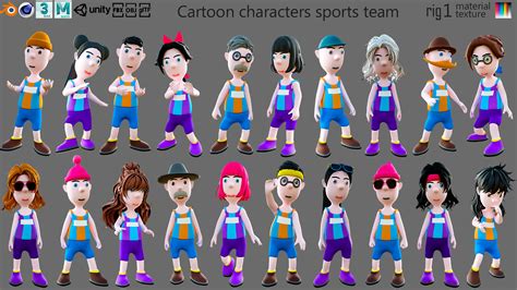 Cartoon Characters Sports Team - 3D Model by 7ka