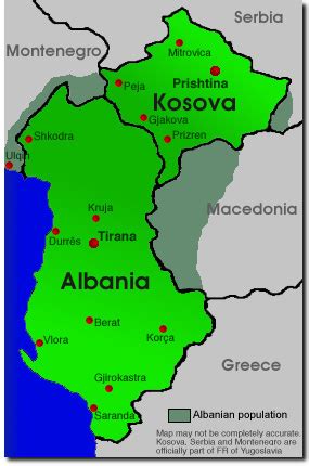 Kosovo Albania Map