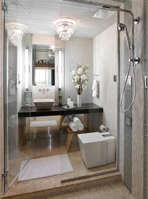 Luxury Small Bathroom with Crystal Chandelier