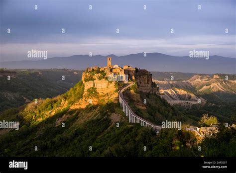 Civita di Bagnoregio, an old etruscan settlement, located on top of a ...