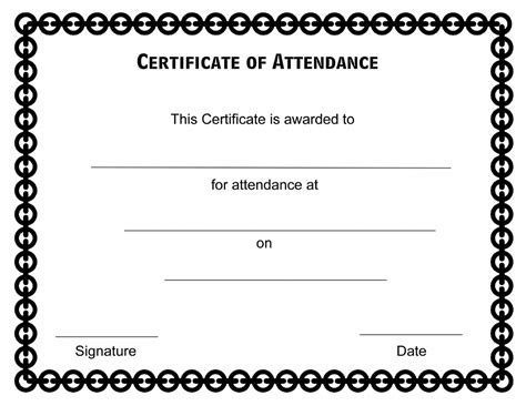 Certificate of Attendance Template - Black Frame Download Printable PDF ...