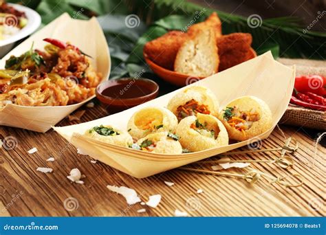 Pani Puri Indian Street Food. Golgappe, Chat Item, India. Stock Photo - Image of golgappe ...