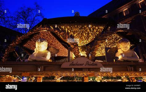 Close-up of beautiful Christmas angels at the traditional "Engelchen-Markt" Christmas market in ...