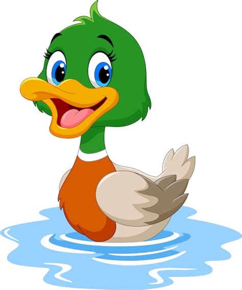 Cartoon Canard Nageant | Vecteur Premium