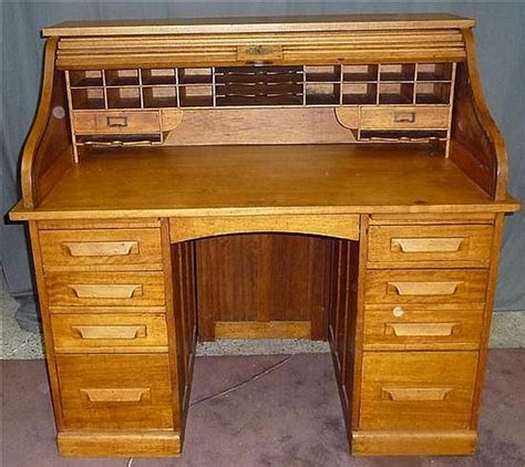 Oak Roll Top Desk with Fitted Interior and Writing Slides - Desks - Cutler, Roll Top and Tambour ...