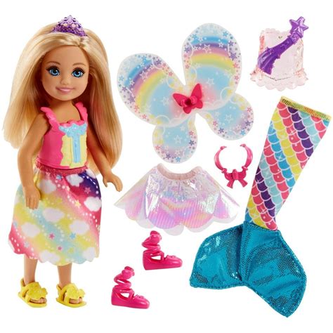 Barbie Rainbow Cove Chelsea Dress Up Doll with 3-Themed Outfits ...