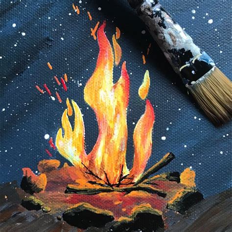 Campfire Painting Print Camping Bonfire Fireplace Fire - Etsy | Fire ...