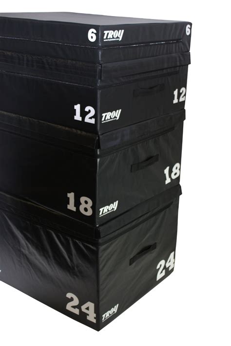 Soft Foam Plyo Jump Box Stackable Set 6", 12", 18", 24" Height - Padded in Black Vinyl ...