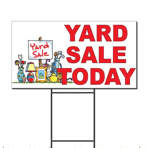 Yard Sale Today Red Corrugated Plastic Yard Sign /Free Stakes